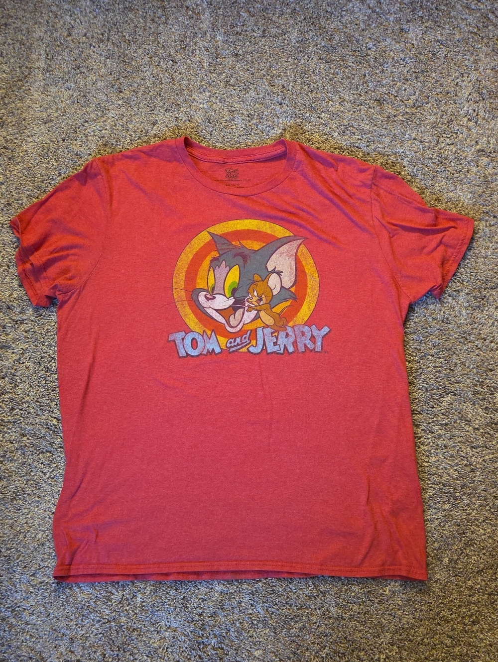 Tom and Jerry Red Graphic Tee Men's Size Large